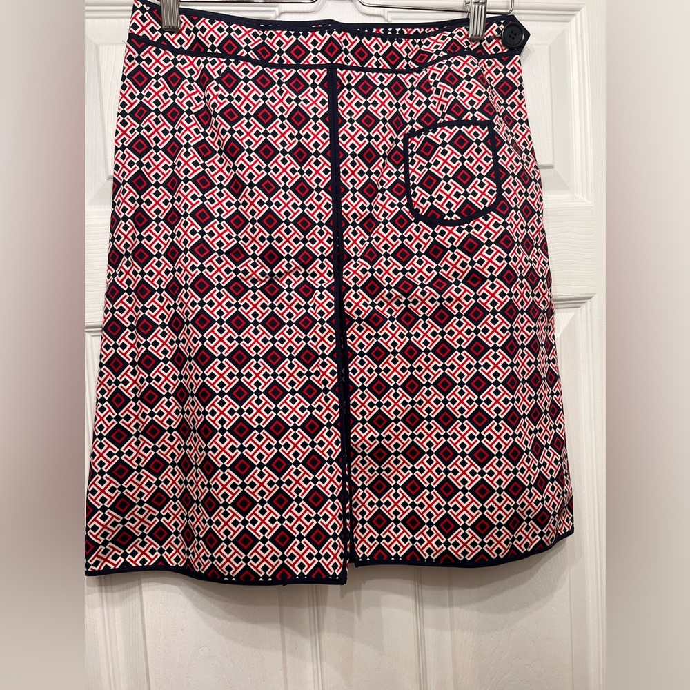 Tory Burch A-Line Skirt  size 6 Red White Blue Cotton